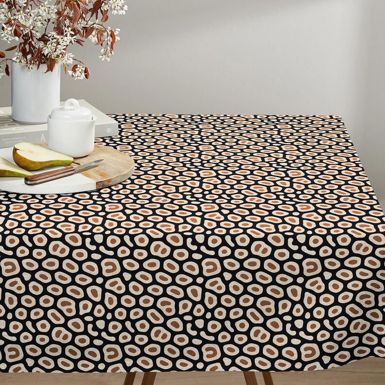 Tissu de décoration Semi-panama motif léopard abstrait – noir/noix de cajou, image number 7