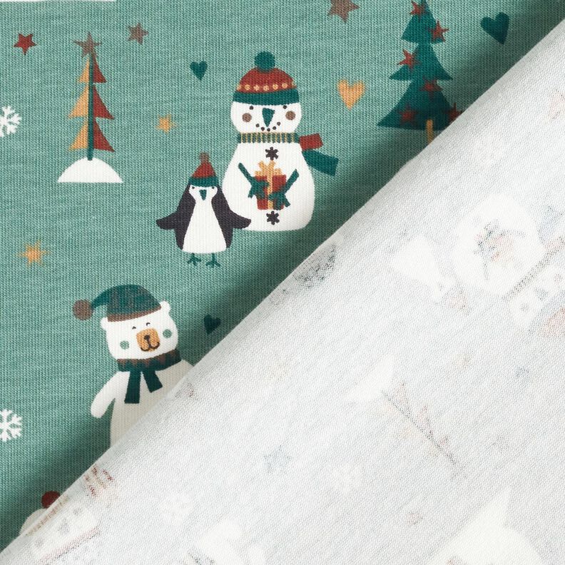 Jersey coton Pingouin, ours polaire et bonhomme de neige – roseau,  image number 4