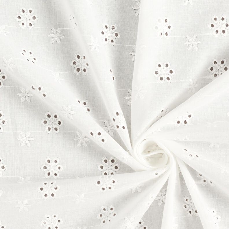 Tissu de coton à broderie Petites fleurs – blanc,  image number 3
