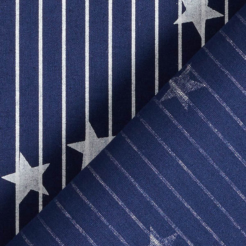 Popeline coton Rayures et étoiles – bleu marine/blanc,  image number 4
