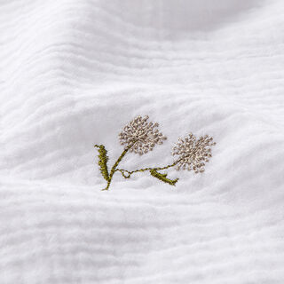 Tissu double gaze de coton Petites fleurs brodées – blanc, 