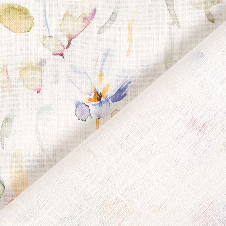 Lin-coton mélangés Fleurs aquarelle – blanc,  image number 5