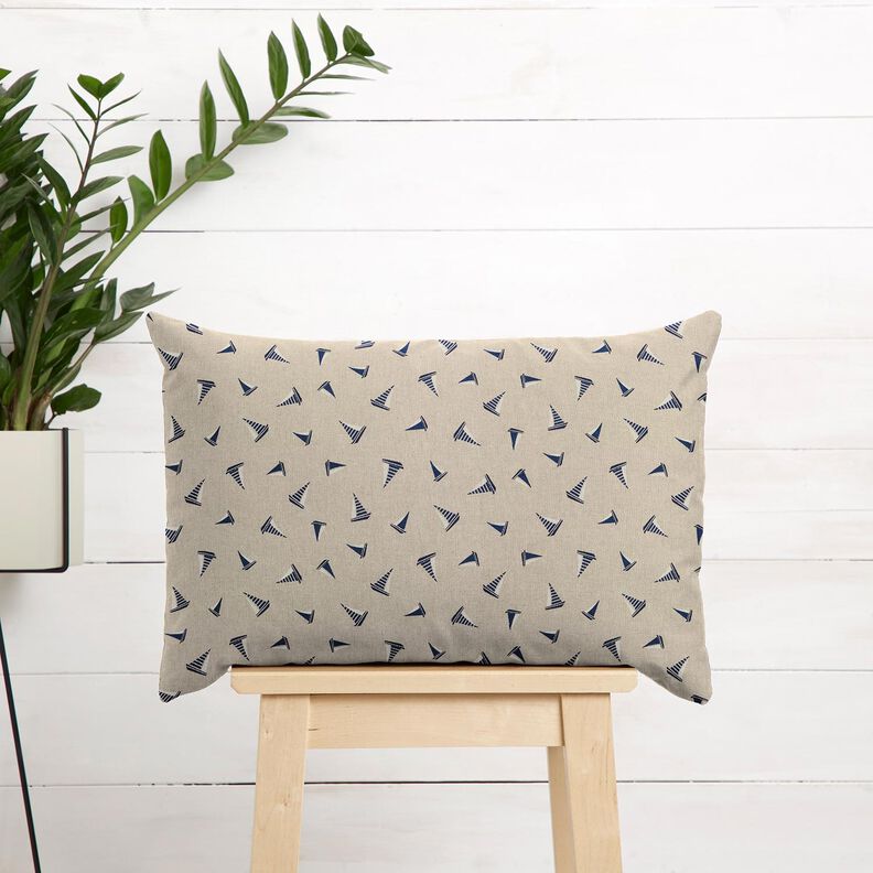 Tissu de décoration Semi-panama Petits voiliers – nature/bleu marine,  image number 7