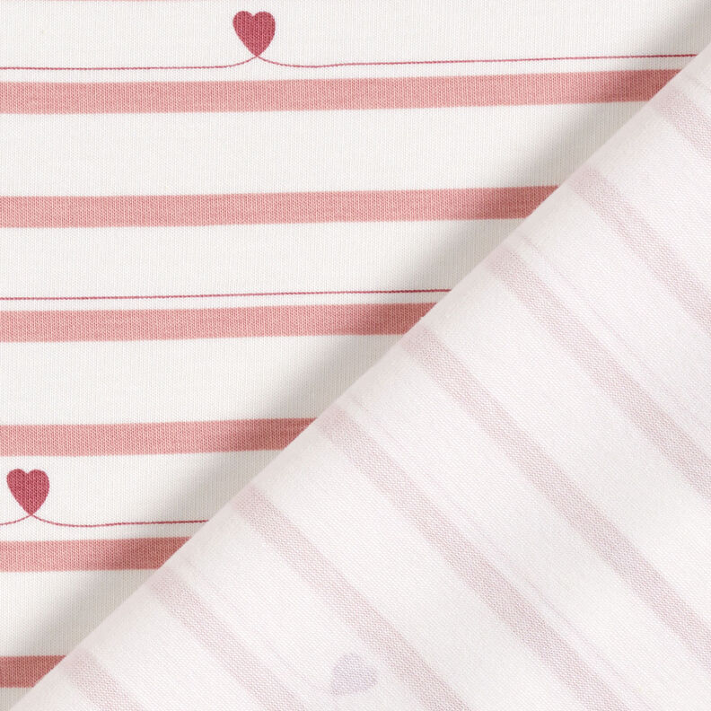 Jersey coton Rayures et cœurs – écru/vieux rose,  image number 4