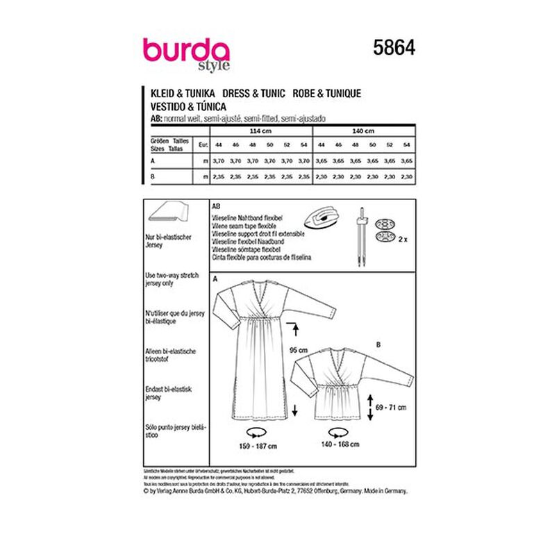 Robe / Tunique - Grande taille | Burda 5864 | 44-54,  image number 9