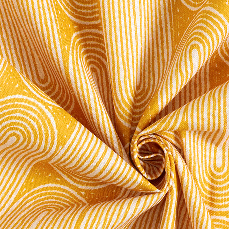 Tissu de décoration Semi-panama Arcs – jaune curry/nature,  image number 3