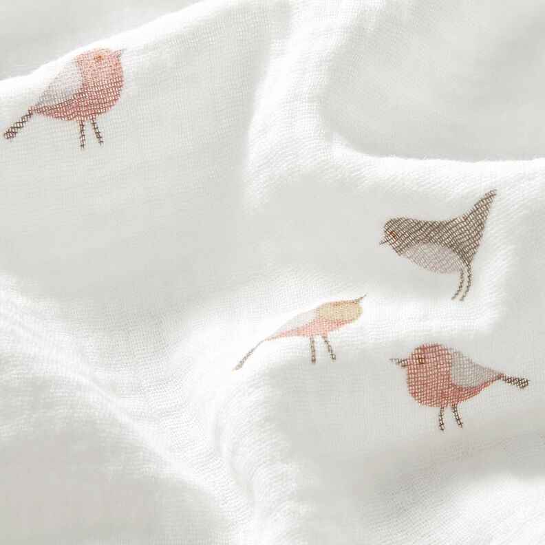 Tissu double gaze de coton Petits oiseaux – ivoire, image number 2