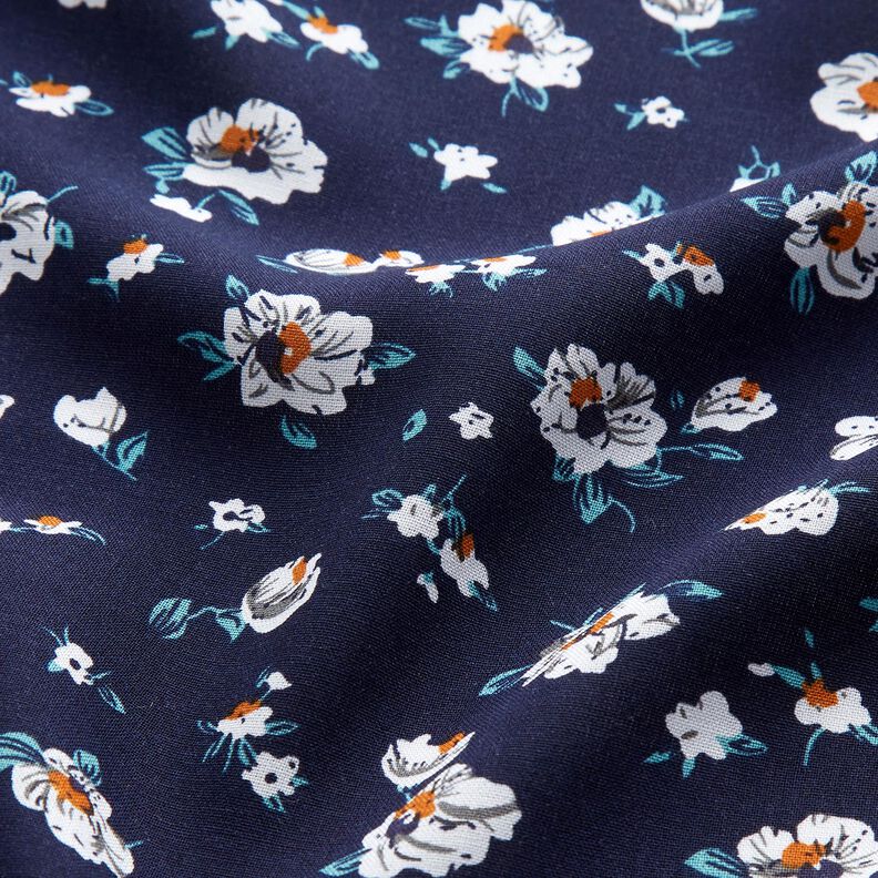 Tissu en viscose Pluie de fleurs – bleu nuit, image number 2