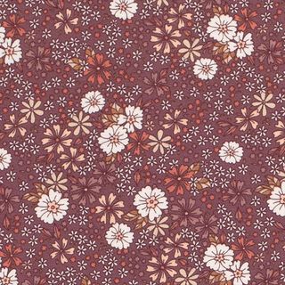 Jersey coton Prairie fleurie – vieux rose foncé, 