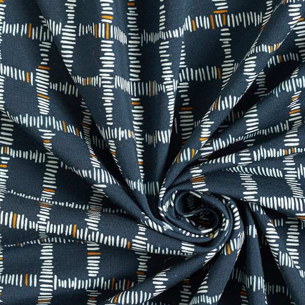 GOTS Jersey coton Carreaux | Tula – bleu nuit/moutarde,  image number 3