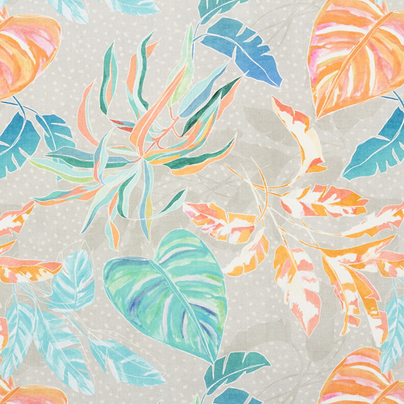 Tissu d’extérieur Canvas Feuilles tropicales – corail, image number 1