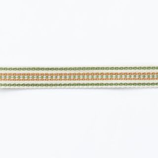 Ruban tissé Ethno [ 15 mm ] – écru/vert, 