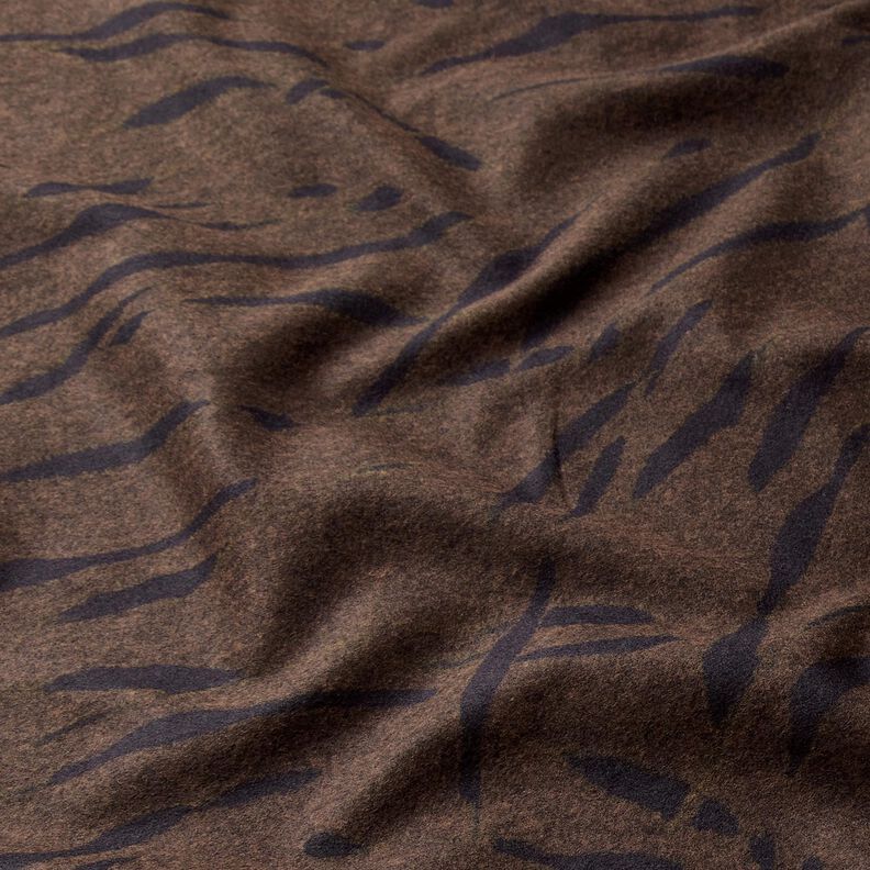 Jersey romanite tissu gratté avec rayures abstraites – marron noir,  image number 2
