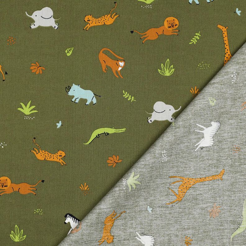 GOTS Popeline coton Animaux des steppes | Poppy Fabrics – olive foncé, image number 4
