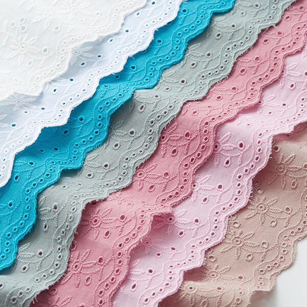 Feston ruban dentelle fleurs [ 9 cm ] – rose clair,  image number 3