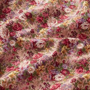 Popeline coton bouquet de fleurs romantique – vieux rose clair/carmin, 