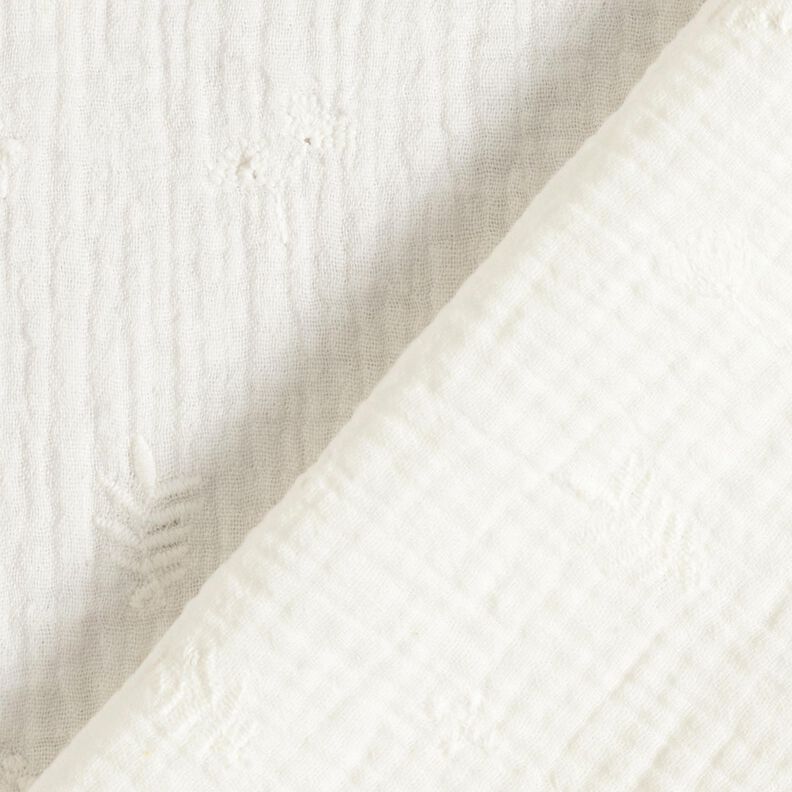 Tissu double gaze de coton broderie fleurs et branches – ivoire,  image number 4