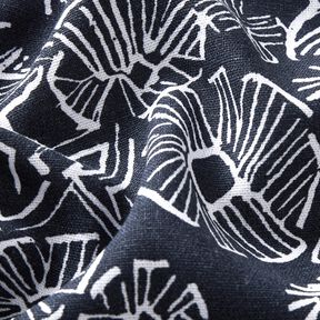Mélange viscose lin Fleurs esquissées – bleu nuit/blanc, 