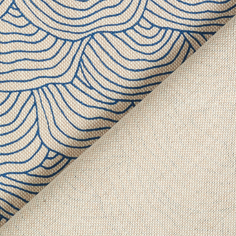 Tissu de décoration Semi-panama motif vagues – bleu roi/nature,  image number 4