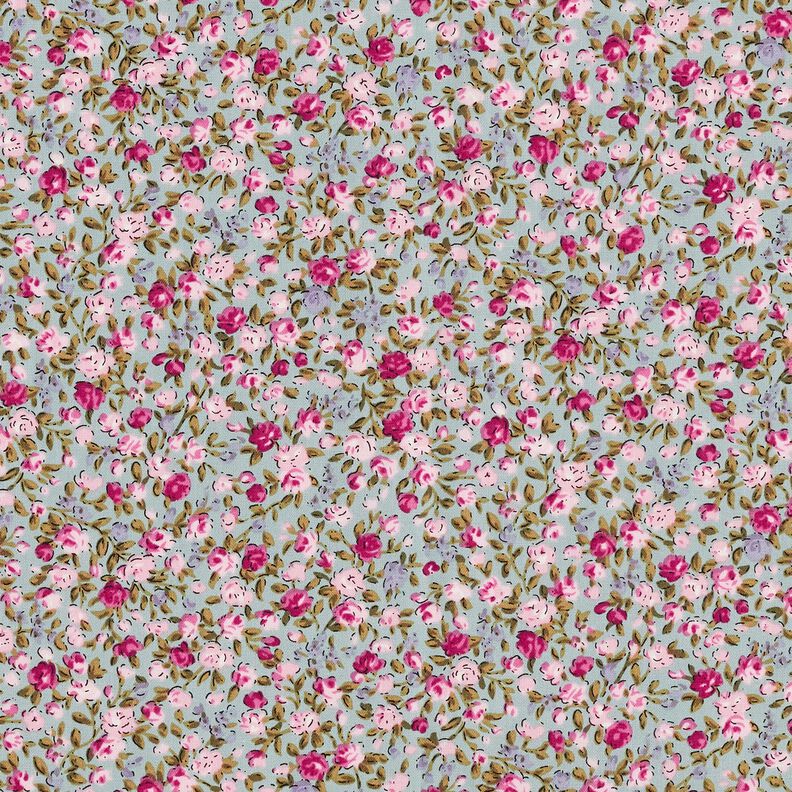 Popeline coton Mer de roses – bleu ciel/rose clair, image number 1